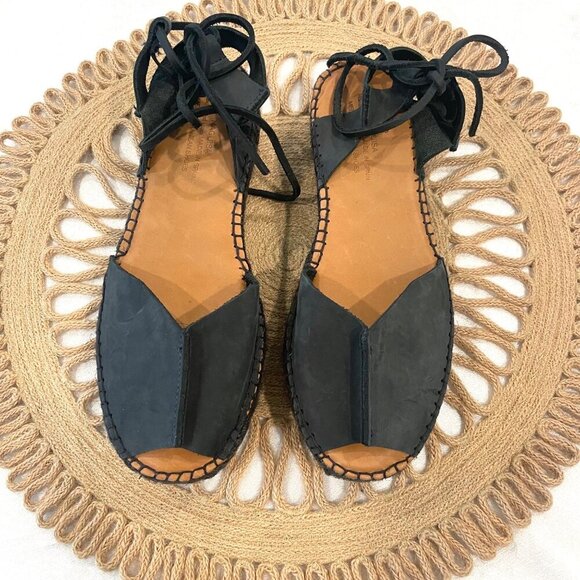 Naguisa Limolita Espadrilles Sandals Black Suede Size EU 37 - Picture 2 of 10